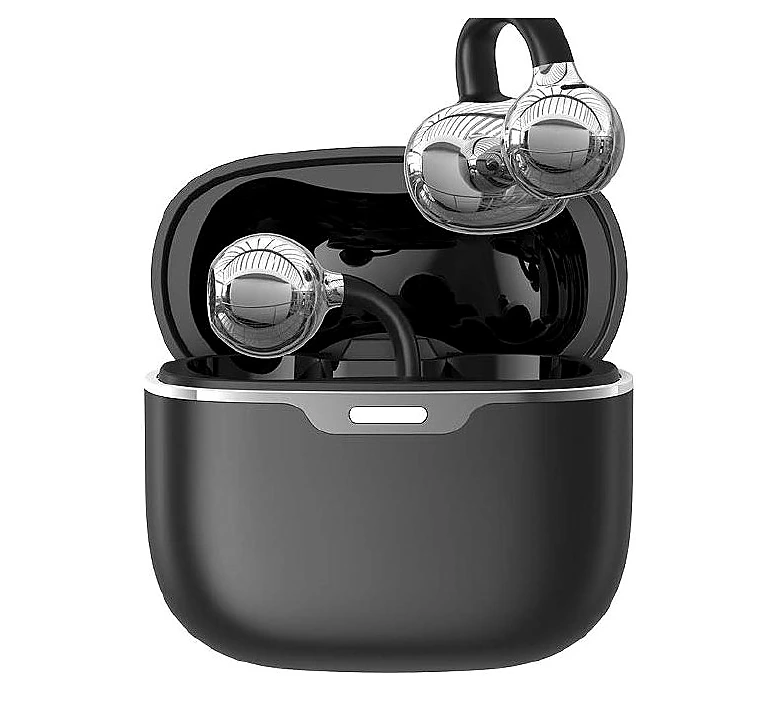 YX103 clip-on open-ear wireless earbuds with charging case and C-shaped clip