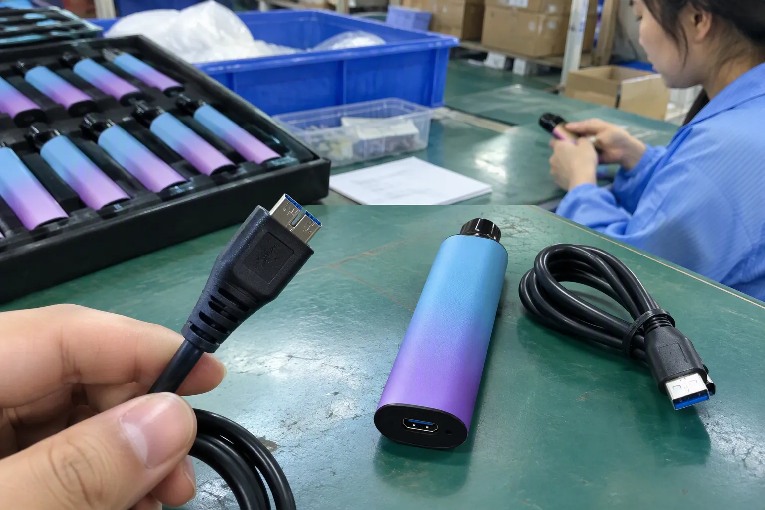 A a USB 3.0 Micro-B connector be identified not by a product title alone, but by its physical shape and device port (fro