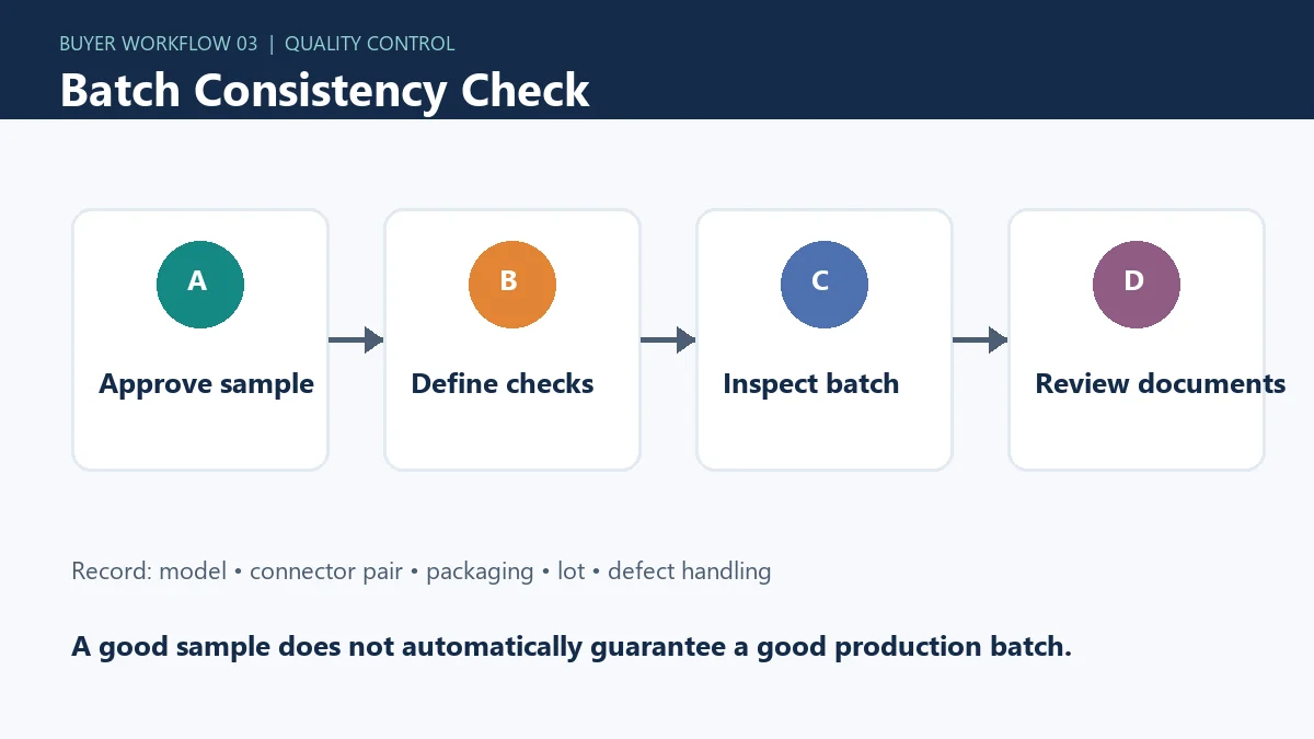 USB cable quality control and batch consistency workflow — Batch consistency workflow