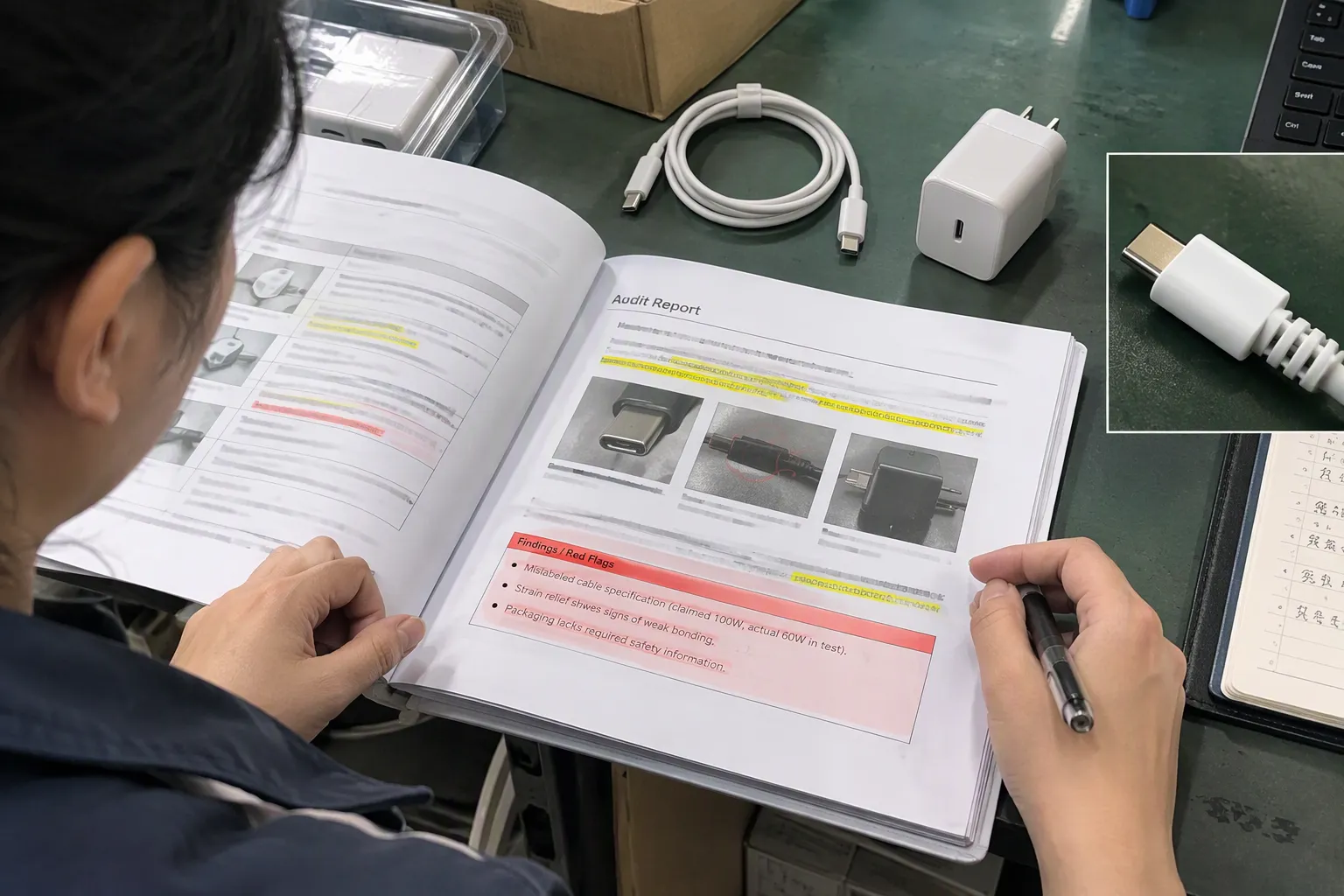 Is a USB-C charger spec sheet the same as a test report (from section: Is a USB-C charger spec sheet the same as a test