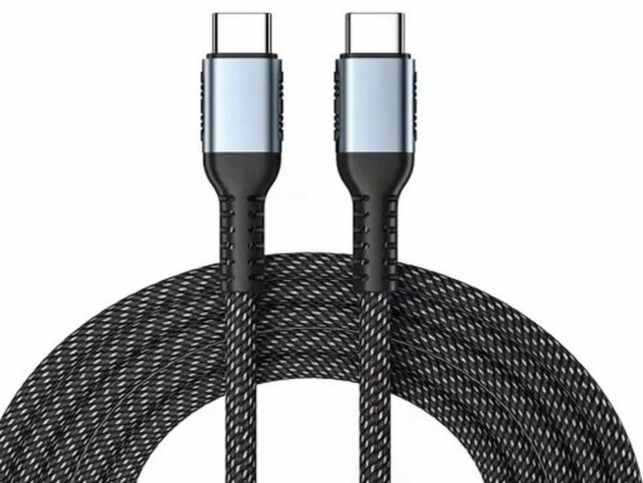 KingFuji cable de carga USB-C a USB-C de carcasa de aluminio tejido 100W, 1 m