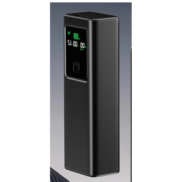 KingFuji 20,000mAh 100W fast-charging power bank with digital display and integrated stand