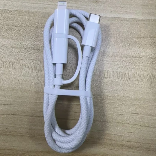 KingFuji cable de carga tejido 2 en 1 USB-C y Lightning, 1 m