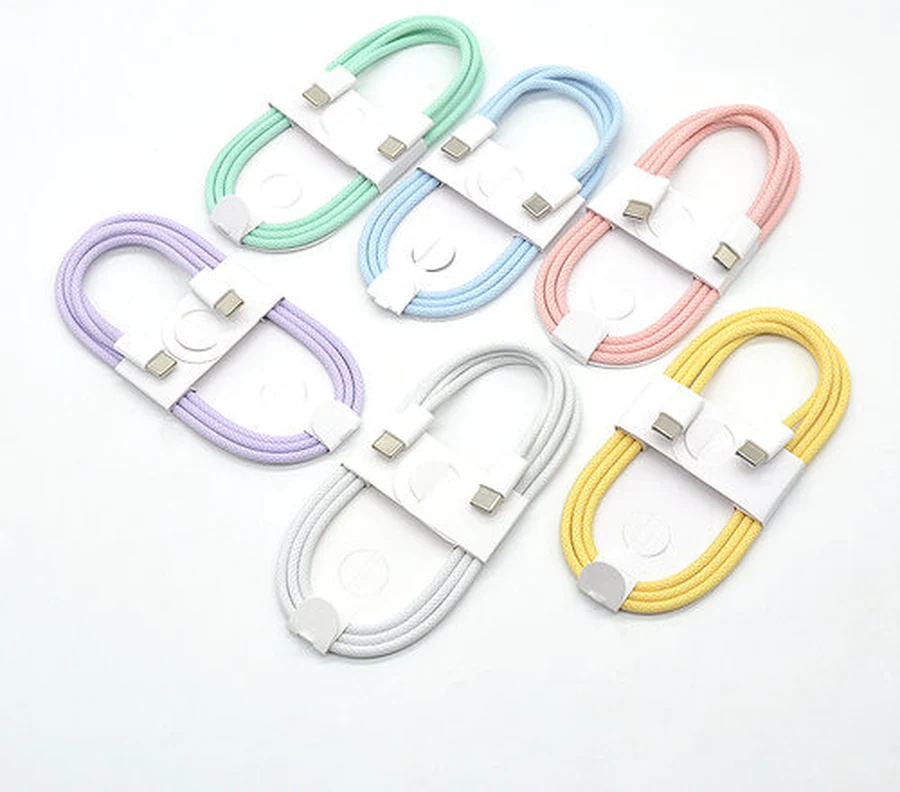 KingFuji cable de carga USB-C a USB-C tejido 60W, rango de colores en serie
