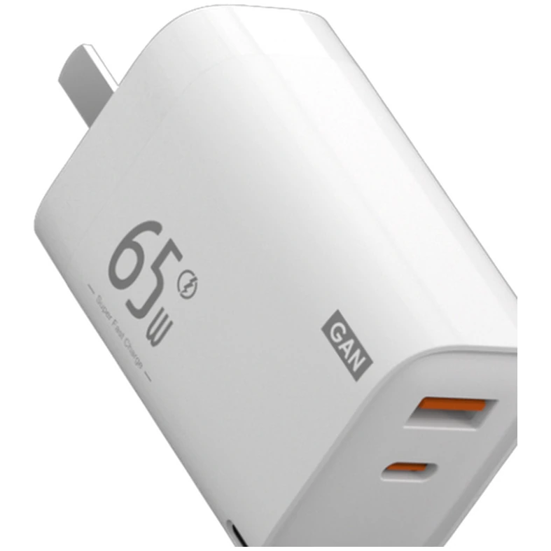 Cargador KingFuji 65W GaN de dos puertos con un USB-C y un USB-A