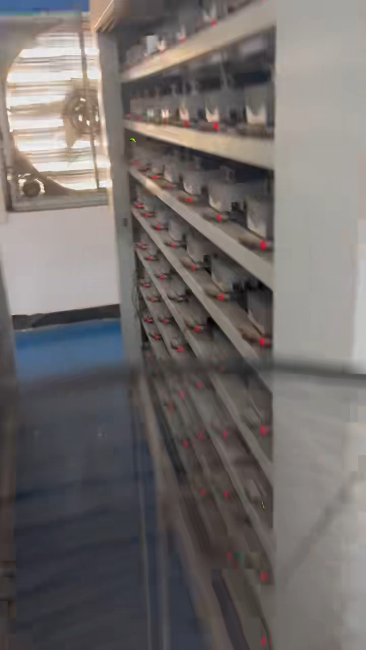Charger units on an aging test rack running under continuous load