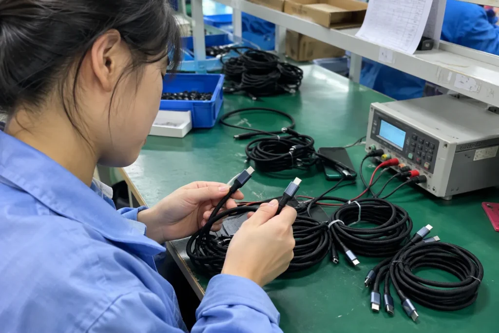 Qué comprobar antes de pedir cables USB personalizados: fotografía realista del producto y del banco de trabajo - Destacados