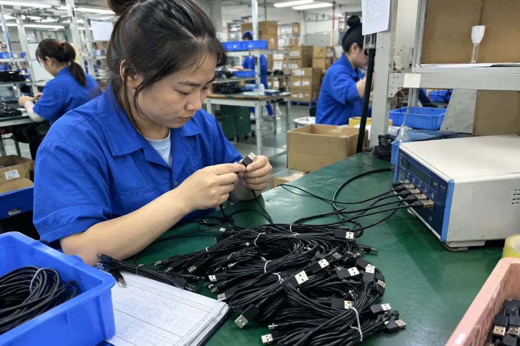 Fabricación de cables USB OEM: lo que los compradores deben preparar: fotografía realista del producto y del banco de trabajo - Destacados
