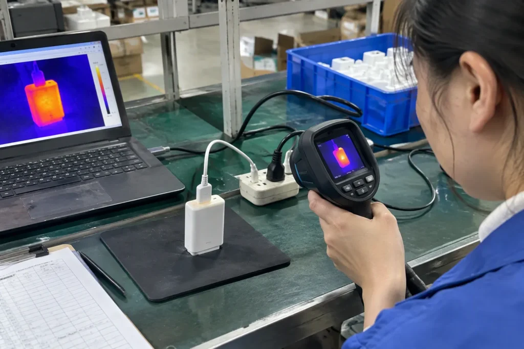 Charger Surface Temperature Testing: Setup, Limits and Reporting — realistic product and workbench photograph — Featured