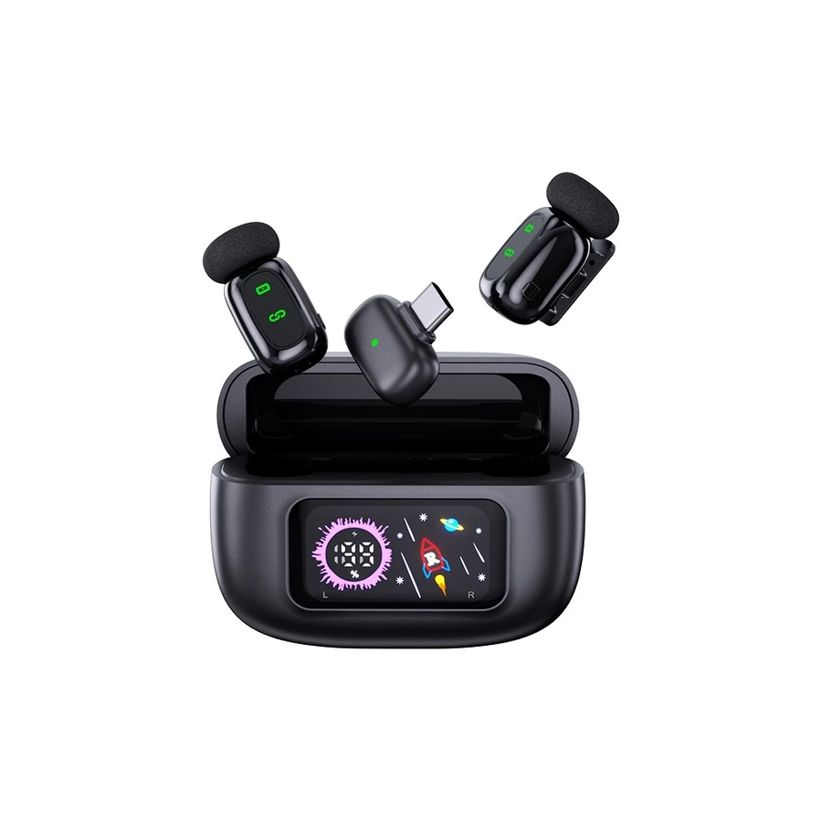 Kit de micrófono lavalière KingFuji T80 con conectores USB-C y Lightning duales