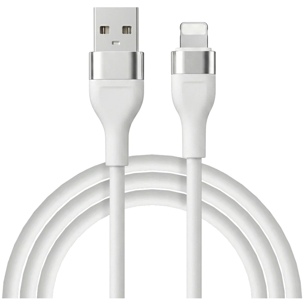 KingFuji cable USB-A a Lightning de silicona, 1 m, blanco